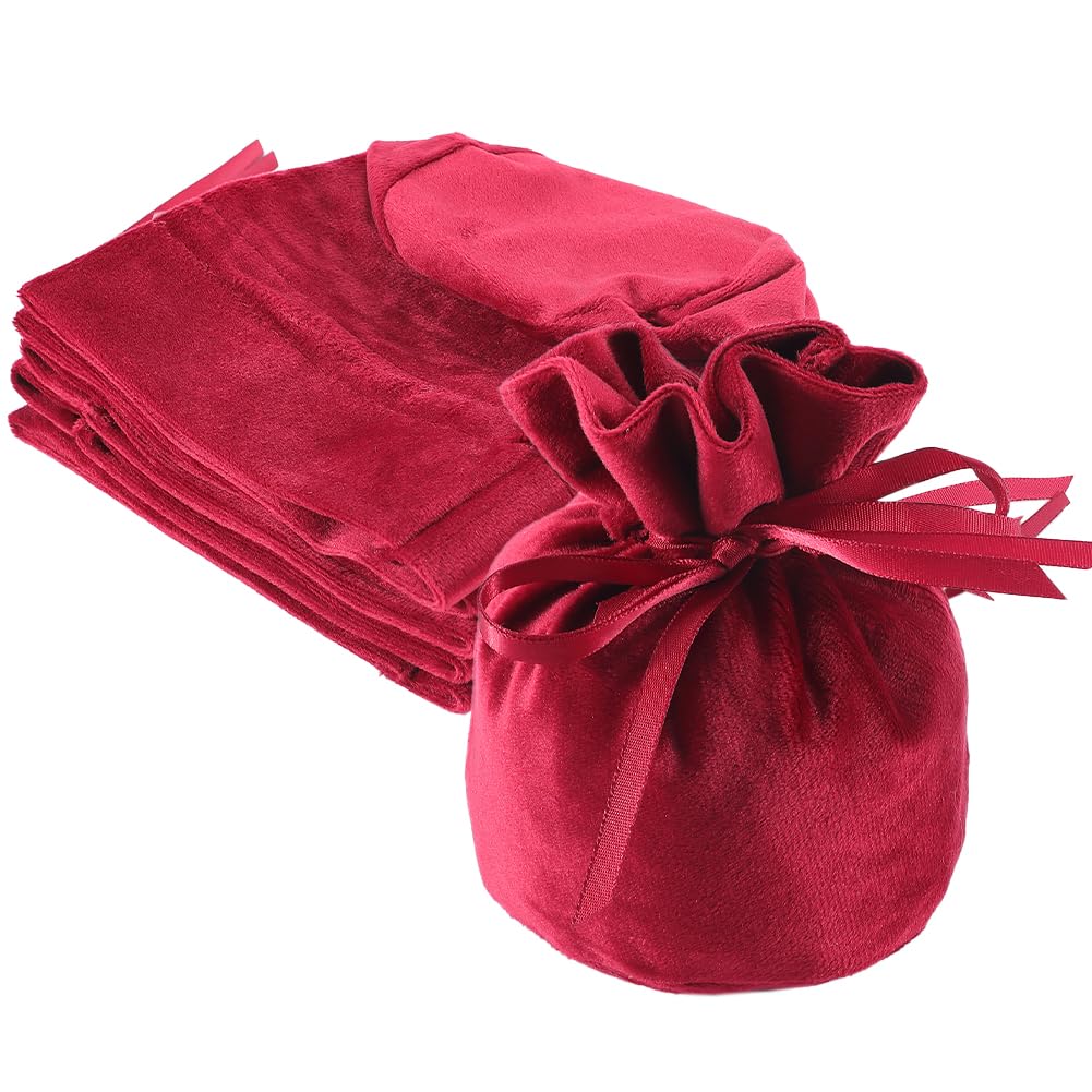 24 Sacchetti Gioielli Tela 9x7cm - Borsine Regalo Con Coulisse Rosso Scuro