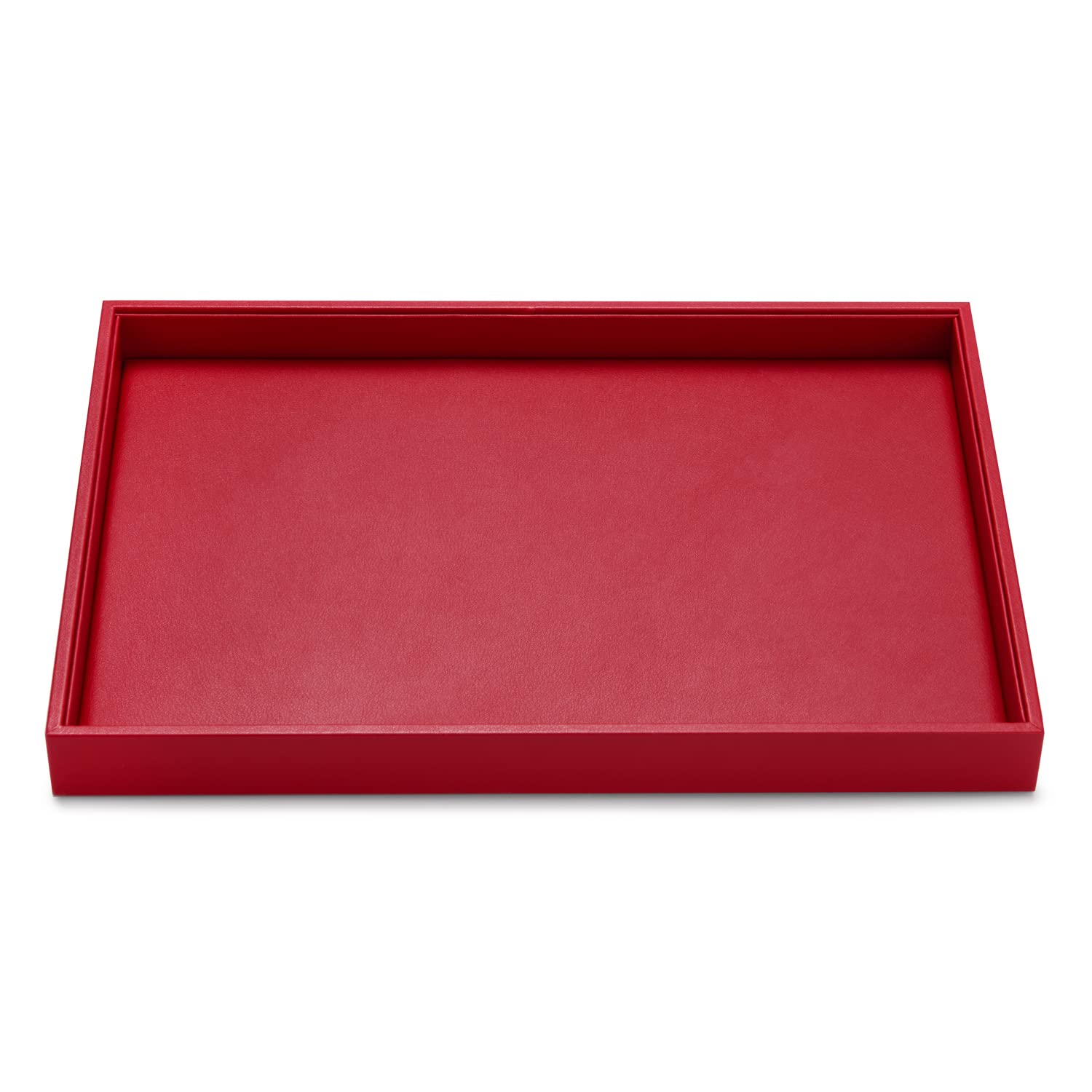 Oirlv Magnifique plateau à bijoux en cuir rouge empilable pour présentation de bijoux