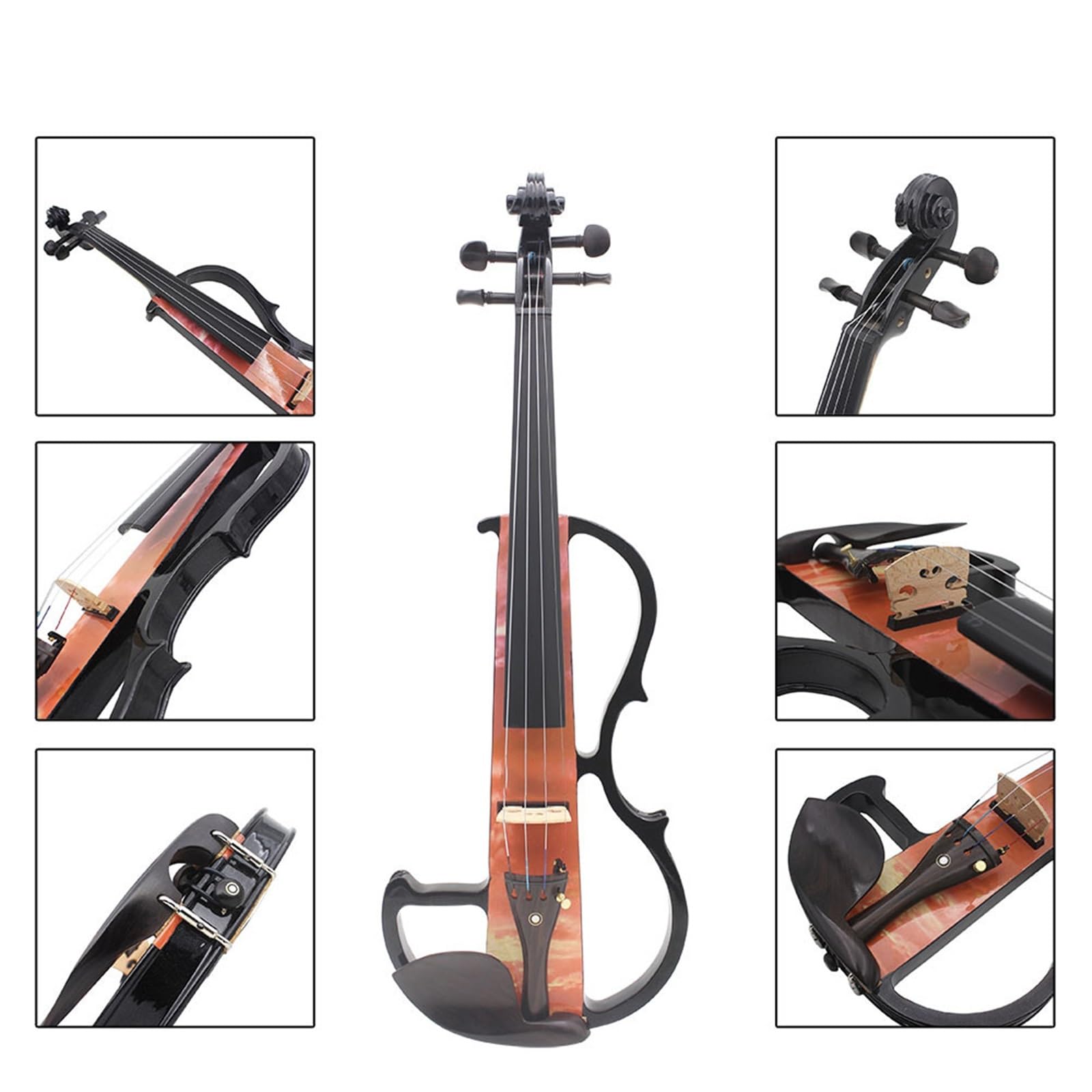 Violino Elettronico Colorato 4/4 Per Adulti Principiante Strumento Musicale Professionale Violino(Orange)