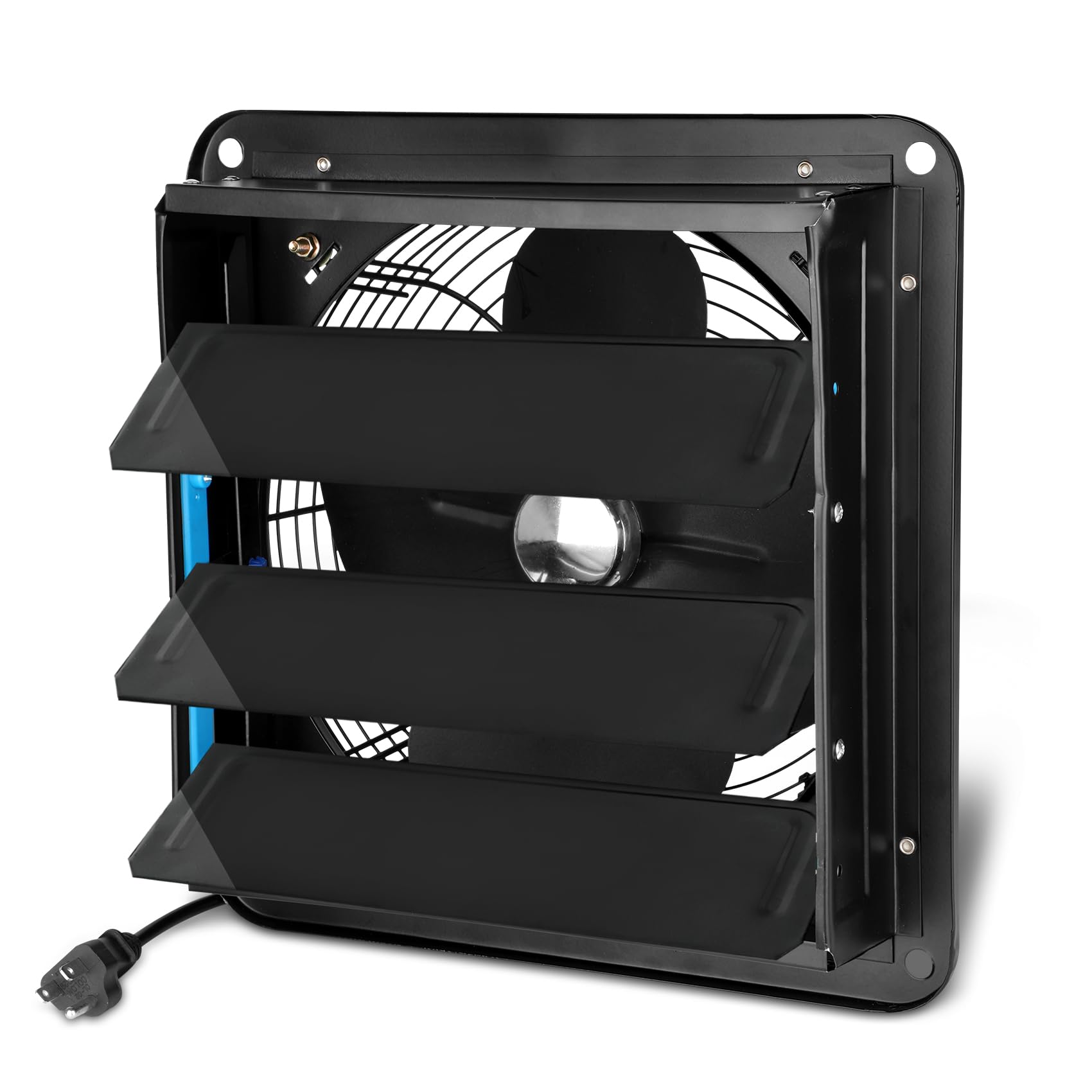 Upgrade 14 Inch Shutter Exhaust Fan Wall Mounted, Automatic Aluminum Attic Fan,High Cfm For Greenhouse, Shops, Shed, Garage Exhaust Fan,With Power Cord Shutter Fan Kit?Black