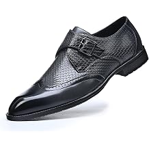 Men's Wingtip Monk Strap Dress Loafer Shoes Snakeskin Print Vintage Formal Business Slip-on Loafers