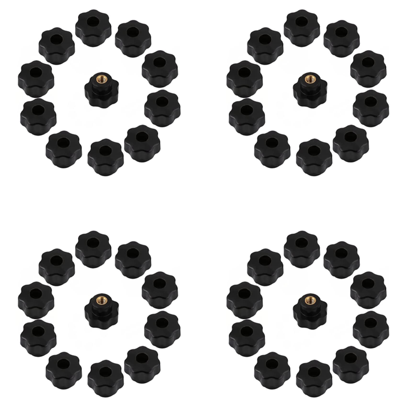 Jnchdghwa Black 40Pcs M6 Internal Thread Knob Plastic Star Head Clamping Knob M6 X 25