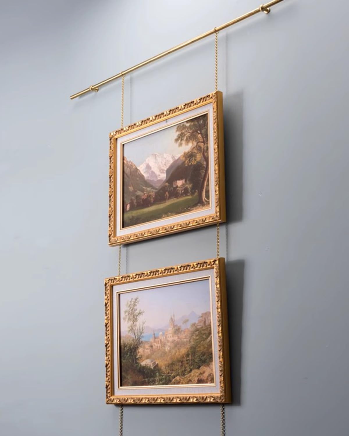 Crochets et Fil de Suspension Robustes pour Tableaux, Supports et chaîne en Laiton Antique pour Cadres, idéaux pour la décoration de la Maison et de l'église.