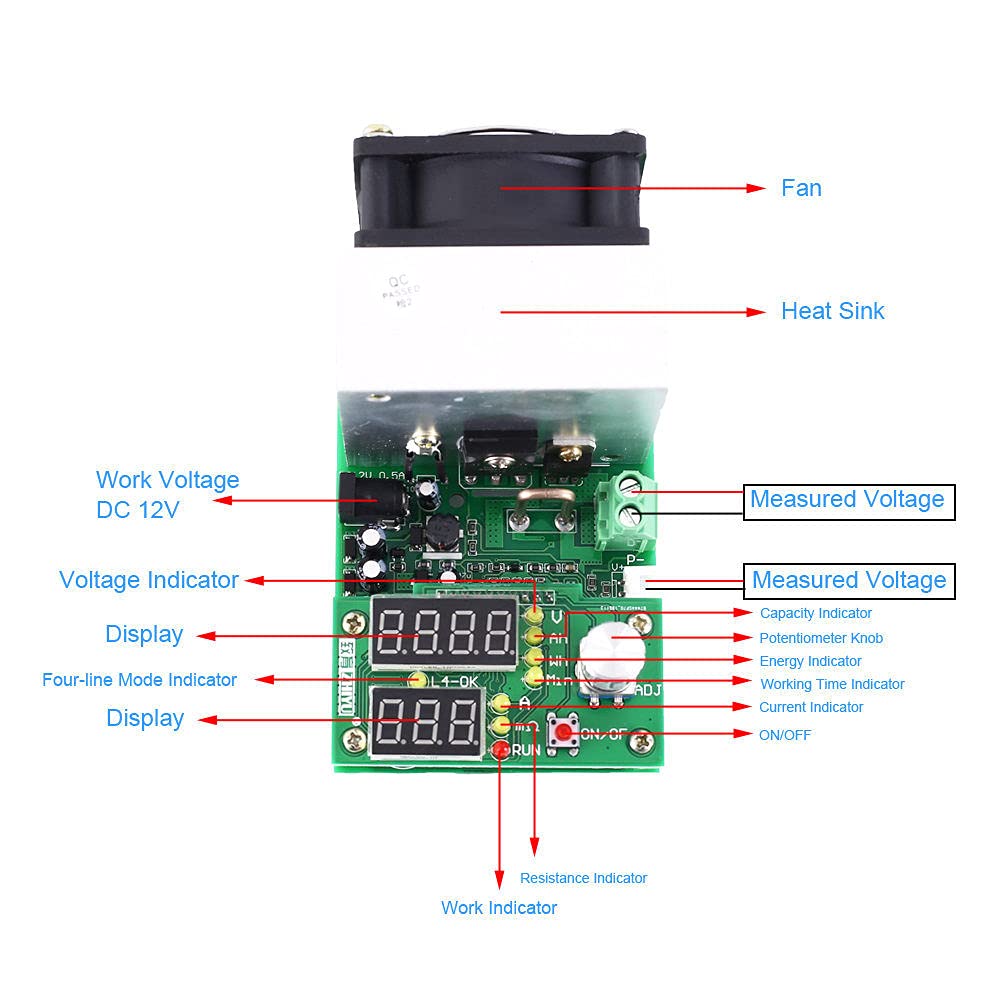 DC Electronic Load Tester Battery Capacity Display Module 9999Ah 9999Wh 21V 20A Multifunctional Instrument
