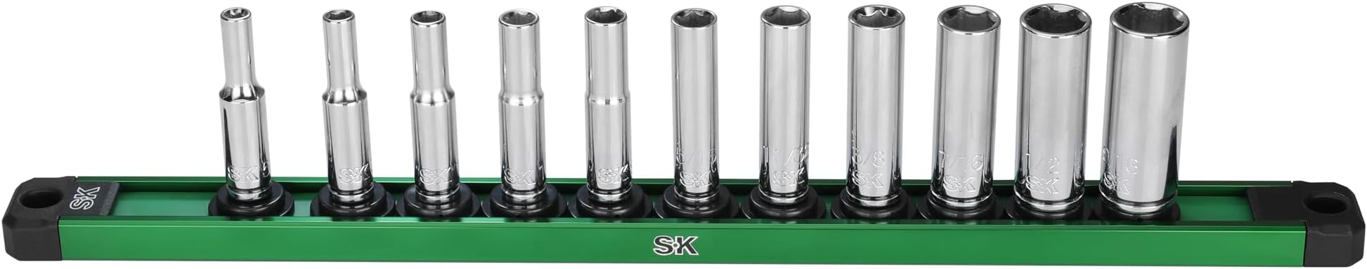 Tools 1/4" Drive, 11 Piece, 6 Point, Deep, SAE Chrome Socket Set