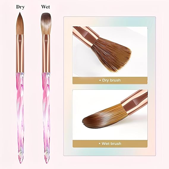 6PCS Acrylic Nail Brush Set - nail Art Brushes Size 4/6/8/10/12/14 - acrylic Powder Nail Brushes - nail Tools Set For acrylic Nails Extension & 3D Carving & Detailing Design