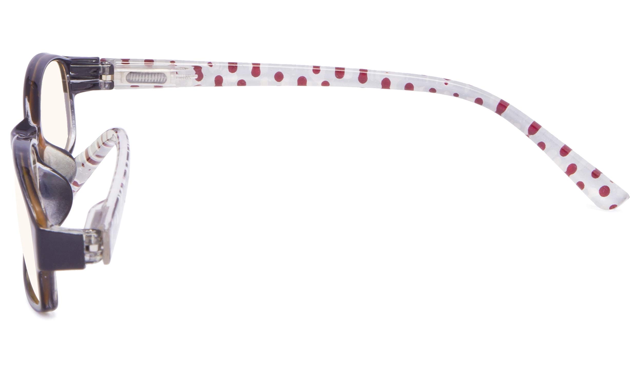 CessBlu UV Protection Computer Reading Glasses with Polka Dots Pattern Blue Light Filter Reader Eyeglasses for Women(Black Red Dot)+3.0