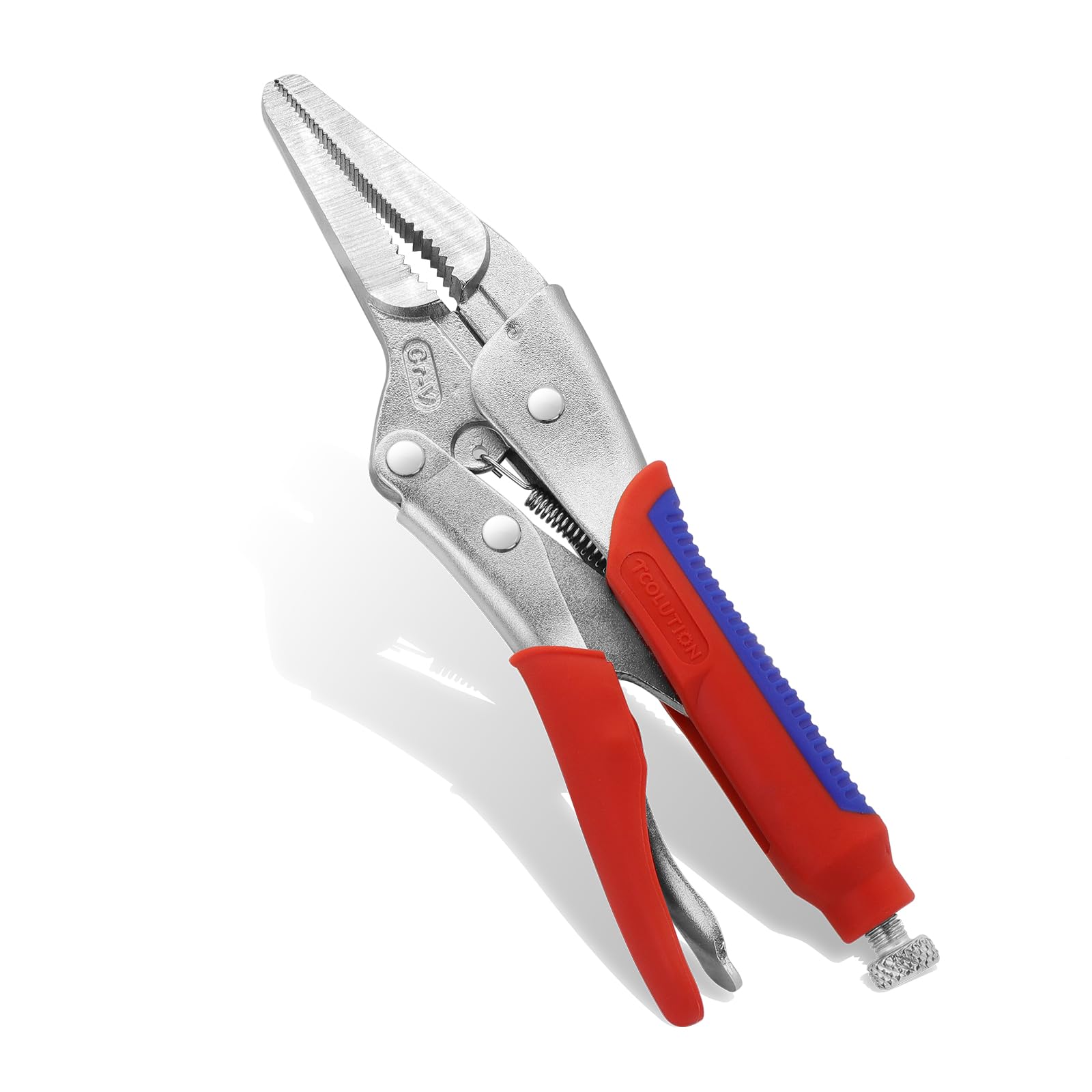 TOOLUTION 9 Inch Needle Nose Locking Pliers, CRV Material with Non-Slip TPR Grip for Automotive Electronics & Hard-to-Reach DIY