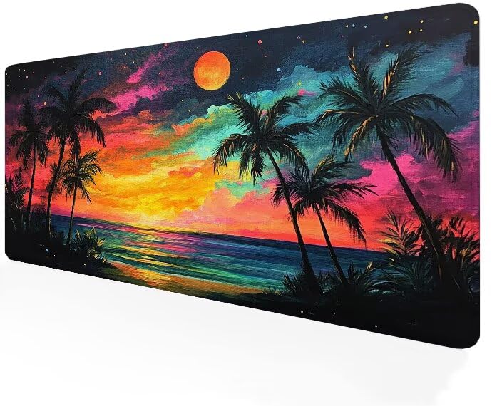 Tapis de souris XXL 1000x400mm imperméable en caoutchouc antidérapant avec motif nuages colorés