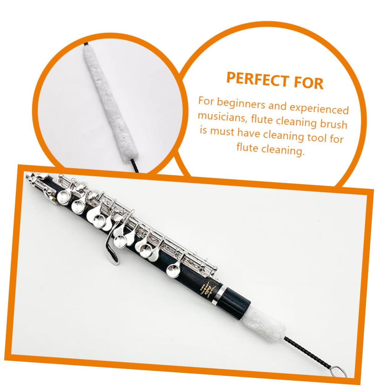 FRCOLOR Kit de Cepillos para Limpiar Flautas Hilo de Algodón y Varilla de Hierro, Herramienta Práctica para Limpieza Eficaz y Protección del Instrumento Musical