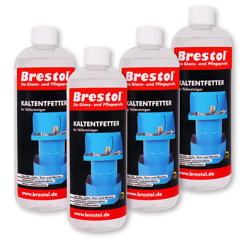 Brestol Desengrasante en frío, 4 unidades de 1000 ml, concentrado – Limpiador de piezas de motor, limpiador de herramientas, limpiador de engranajes