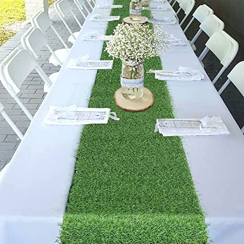2 Pack 14" X 47.2" Table Runners Artificial Grass Turf Green Placemats For Garden Party Decorations Indoor Outdoor Banquet Home Decorations Spring Fall Summer Holiday #TOP1