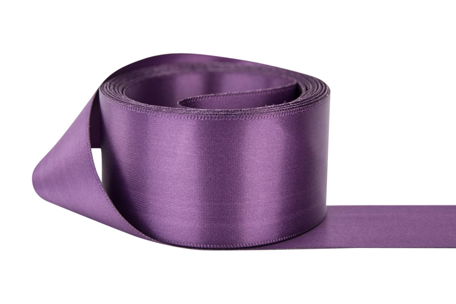 Ribbon Bazaar Double Faced Satin - Premium Gloss Finish - 100% Polyester Ribbon for Gift Wrapping, Crafts, Scrapbooking, Hair Bow, Decorating &amp; More - 1-1/2" Amethyst 50yd Spool
