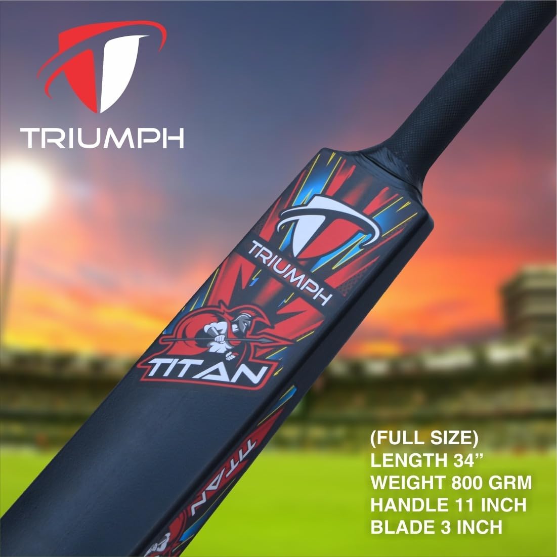 Cricket Full Size Bat for All Age Groups - PVC/Plastic Bat for Tennis & Wind Balls