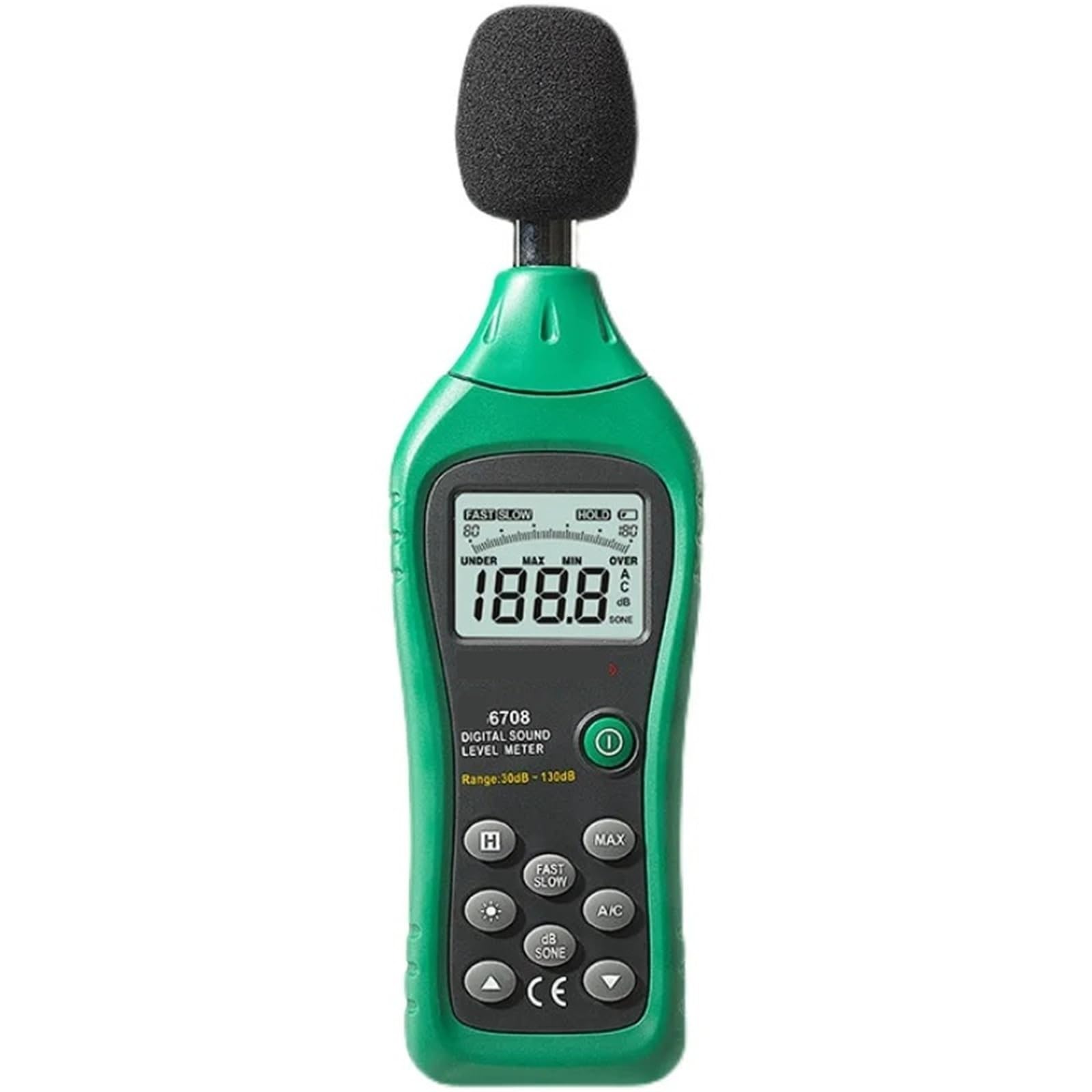 Medidor de Decibelios, Medidor de nivel sonido digital industrial portátil, comprobador decibelios, 30-130 dB, pantalla analógica con retroiluminación