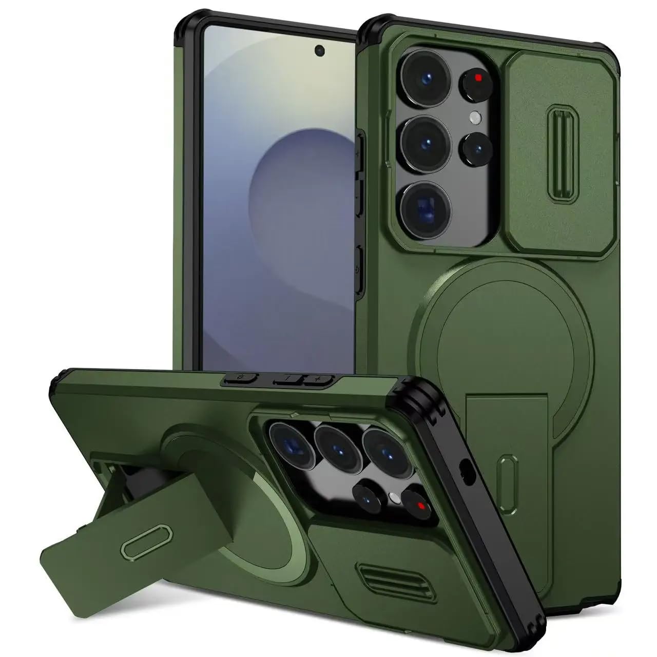Coque antichoc Galaxy A16 vert avec support et protection objectif - 7