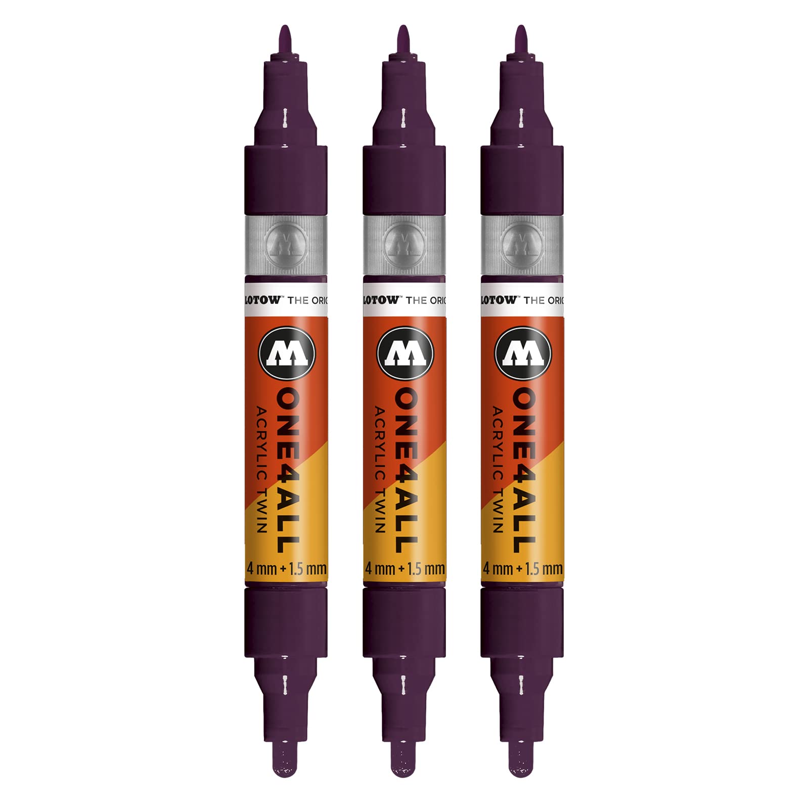 Molotow One4All acrylic twin marker (line width 1.5 mm and 4 mm, high coverage and permanent), pack of 3, colour 233, purple โ image 1