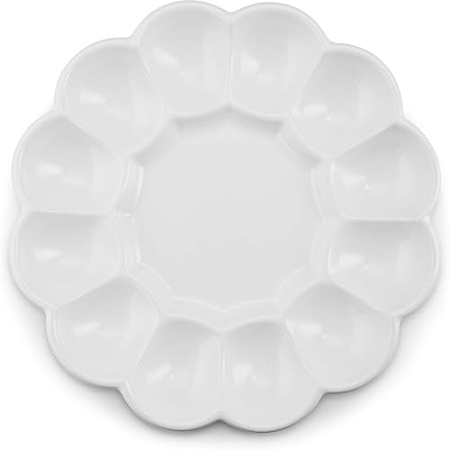 KooK Bandeja para huevos de Pascua, soporte para huevos de Pascua, capacidad para 12 huevos, elegante plato de cerámica, soporte de exhibición, apto