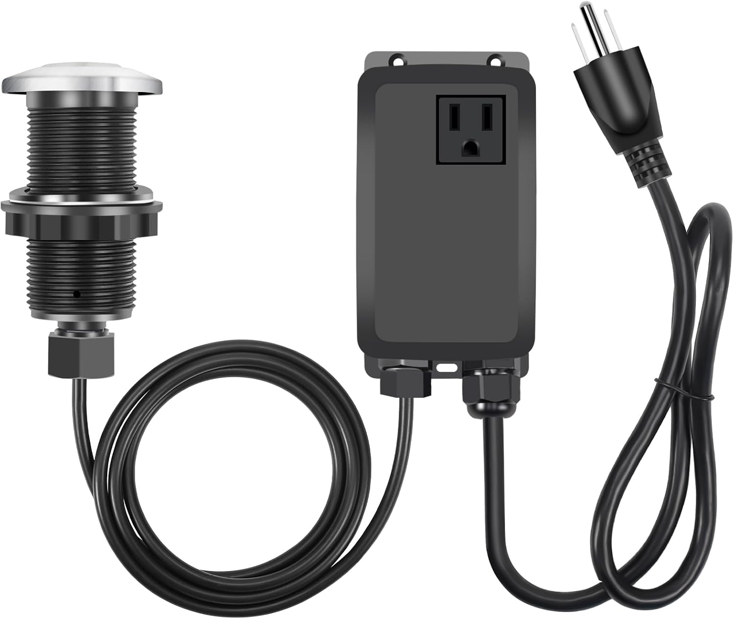 Garbage Disposal Air Switch Kit, Garbage Disposal Button, Sink Top Waste Disposer On/Off Switch, Matte Black (Stainless Steel Cover), UL Listed Air Switch Compatible with All Garbage Disposals