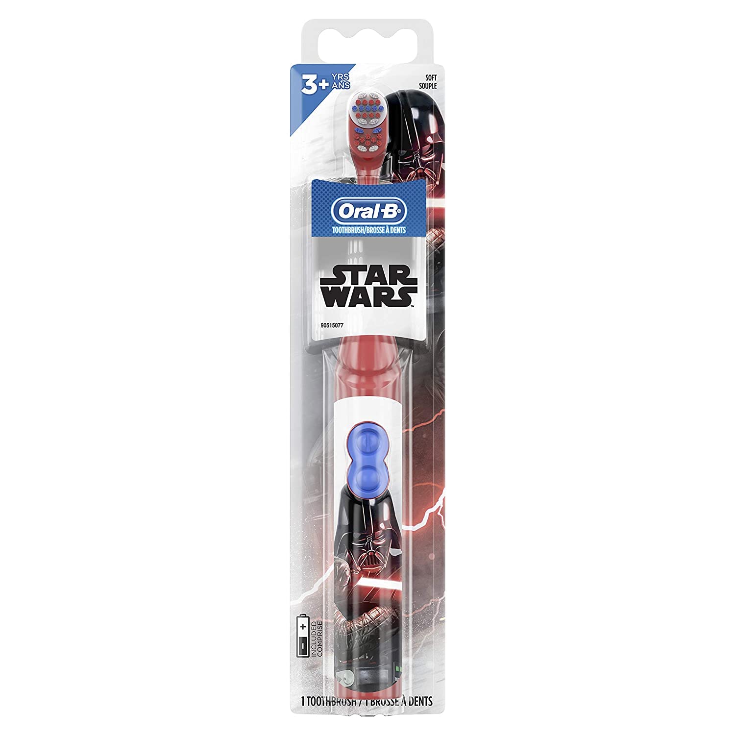 Oral-B Kids Battery Power Electric Toothbrush Featuring Disney's Star Wars For Children And Toddlers Age 3+, Red, Soft, Pack Of 1