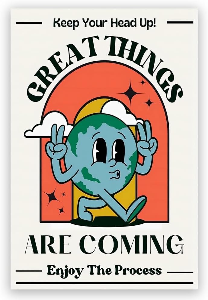 XDzjtxpl Inspirational Wall Art Prints Retro Motivational Poster Positive Quote Funny Motivational Wall Decor Aesthetic Posters for Room Teen Girls School Apartment Dorm Bedroom 8x12in Unframed