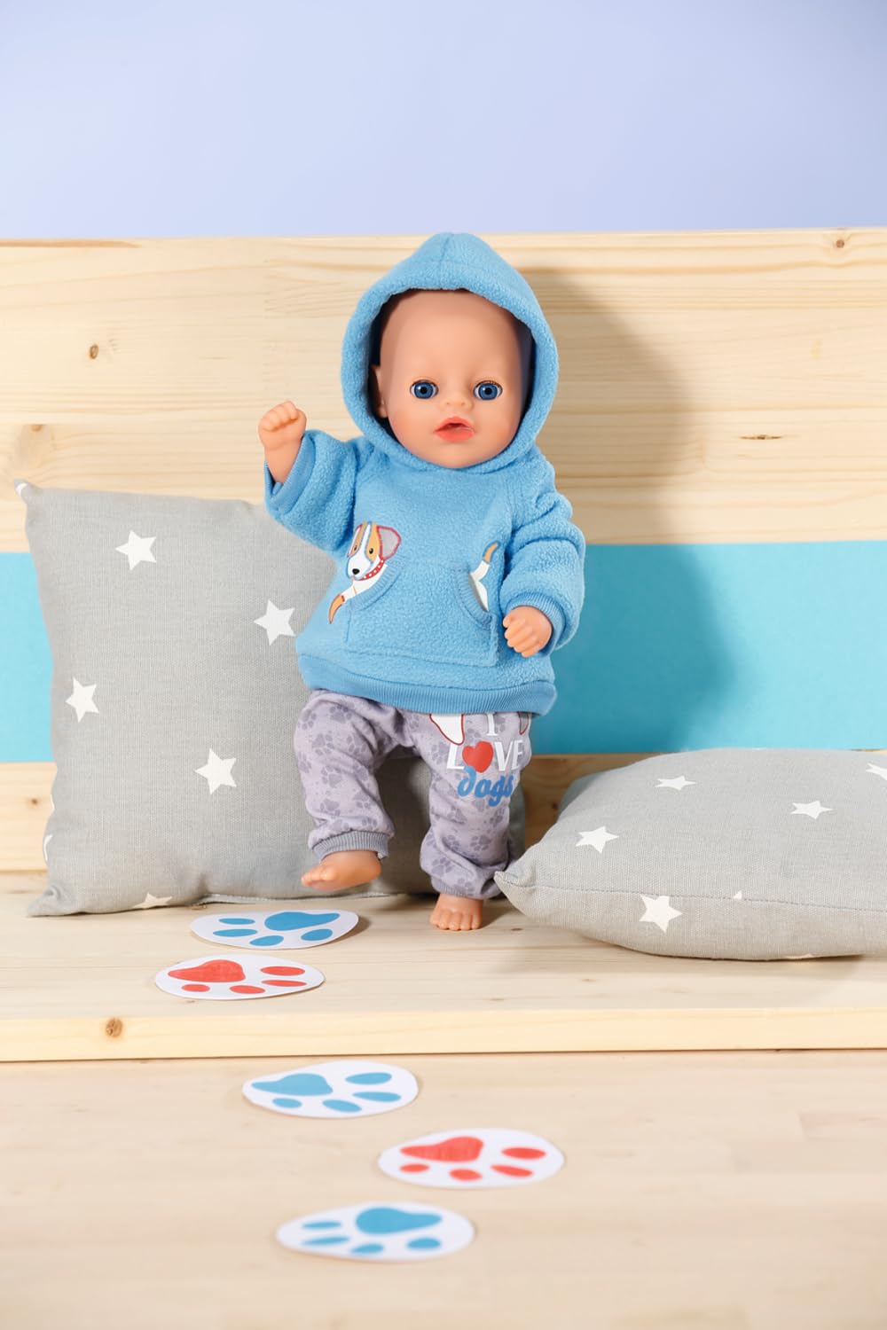 Dolly Moda, Puppenkleidung Dolly Moda Sport-Outfit Blau Hund 30 cm, Kapuzenpulli z wężem, 871577, Zapf Creation