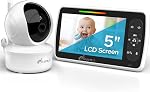 iFamily Baby Monitor - Large 5" Screen with 30Hrs Battery Life - Remote Pan-Tilt-Zoom;No WiFi, Two-Way Audio, Night Vision, Temperature, Lullabies, 960ft Long Range Baby Monitor with Camera and Audio