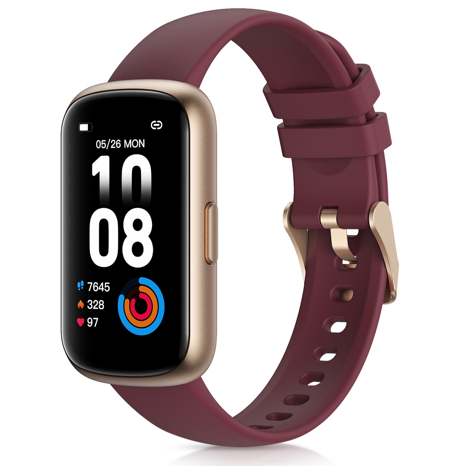 Fitness Tracker with 24/7 Heart Rate, Sleep Tracker, 3ATM Waterproof Fitness Watch/Activity Tracker/Pedometer, Smart Watch for Women with Calorie/Step Counter for Android & iOS, Wine Red