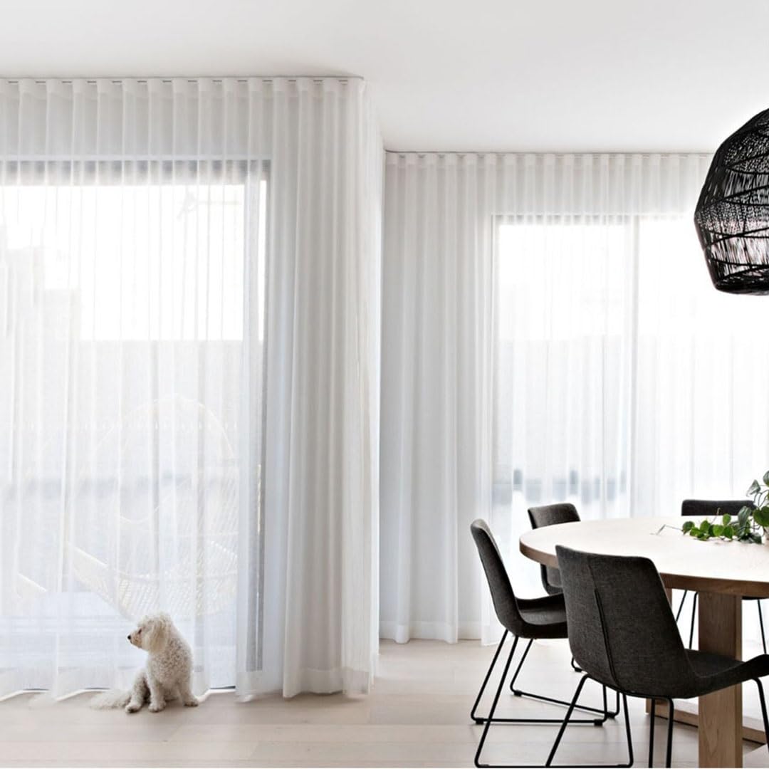 Rail de plafond ultra fin en aluminium de 600 cm / 19.6ft avec rouleaux et embouts - Idéal pour la maison et le bureau - Noir