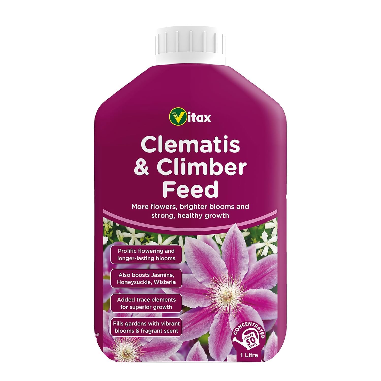Clematis & Climber Liquid Feed for Clematis, Jasmine, Honeysuckle, Wisteria & More Boosts Growth Healthy Plants 1L