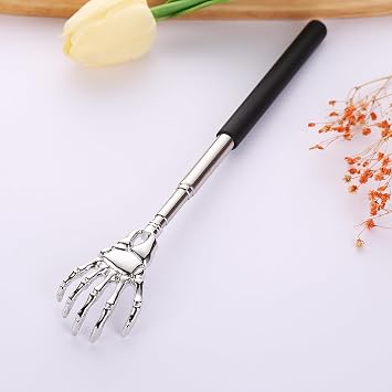 Backscratchers,3 Pcs Stainless Steel Extendable Telescopic Back Scratcher with Soft Rubber,Back Tickler,Grip Portable Body Massager Head Scratcher for Women Men Novelty Gifts(Black)