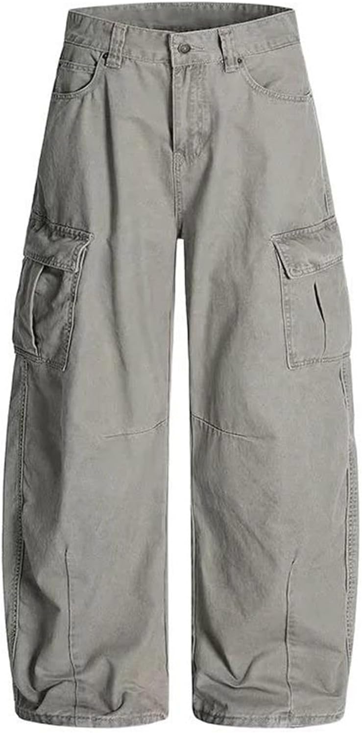 Women's Retro Multi Pocket Wide Leg Pants Casual Trousers Workwear Long Pants for Women