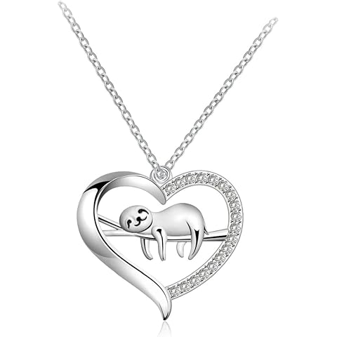 Sloth Necklace Heart Cute Animal Slider Sloths Stuffed Jewelry Engraved Keep me in ...