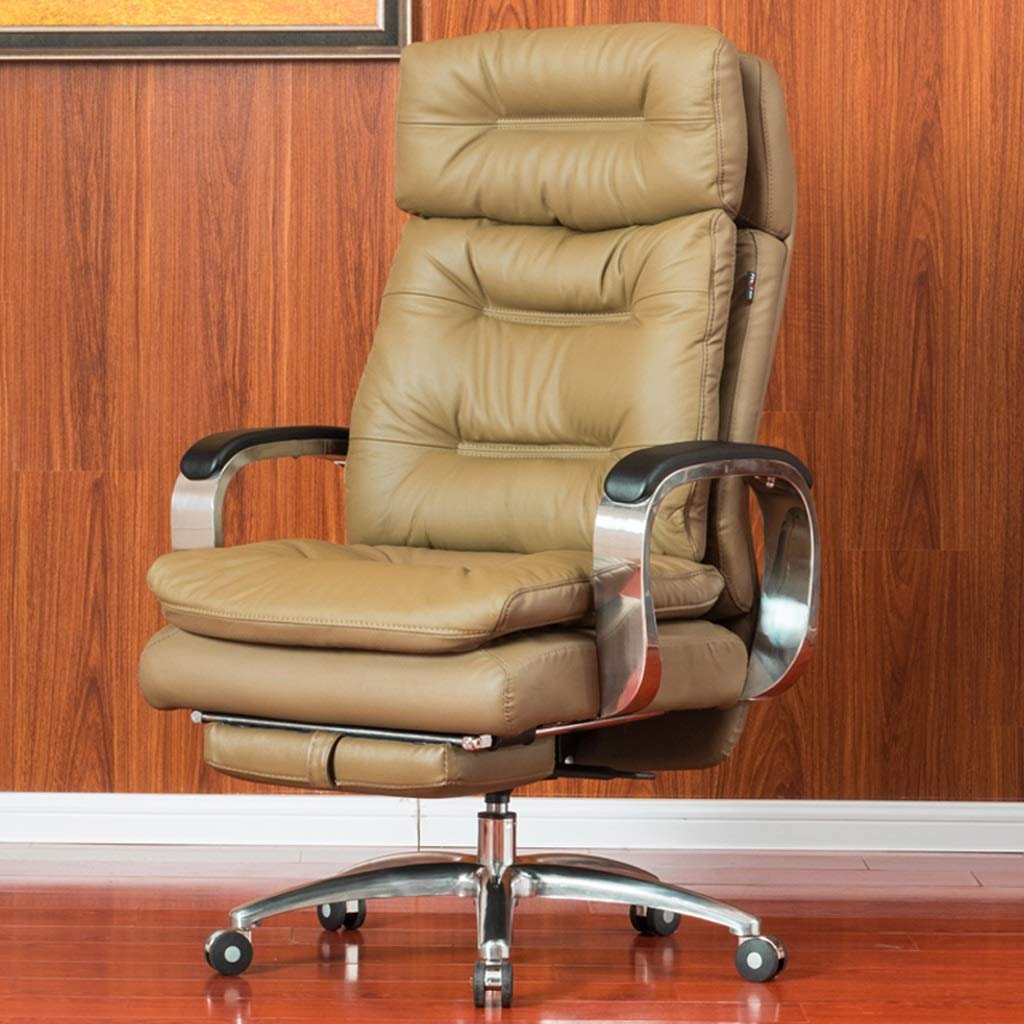 iumLeap Chairs Leather Chair Office Chair Reclining Computer Chair Home Executive Chair Lift Swivel Chair Beige
