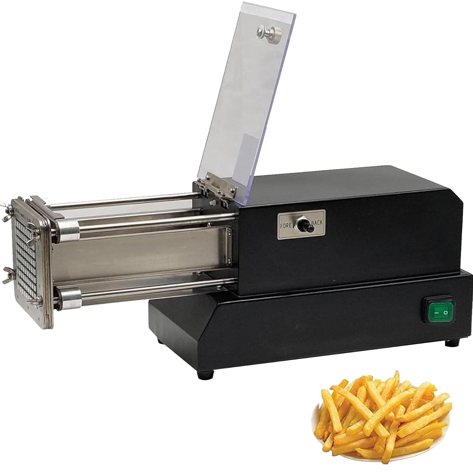 Kartoffelhacker, Pommesschneider mit Kartoffelschäler, Edelstahl-Kartoffelchips-Pommes-Frites-Schneider, professioneller Kartoffelhacker für Karotten, Gemüse und Obst,Black-10mm