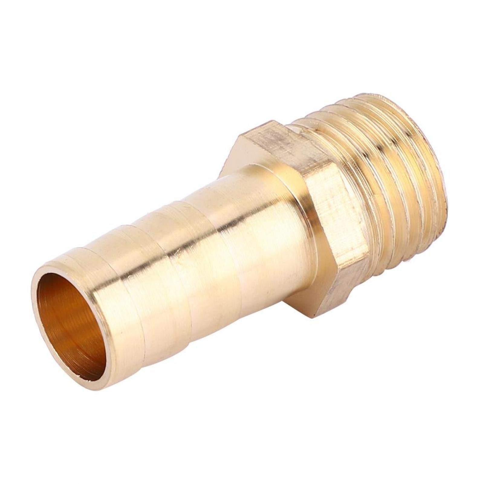 5pcs Brass Hose Barb Fitting Connector, 10mm Hose Barb Tail Male Bsp Connector Brass Fitting Adapter Coupler, Tap Adapter for Hose Pipe(PC10-02（1/4）)