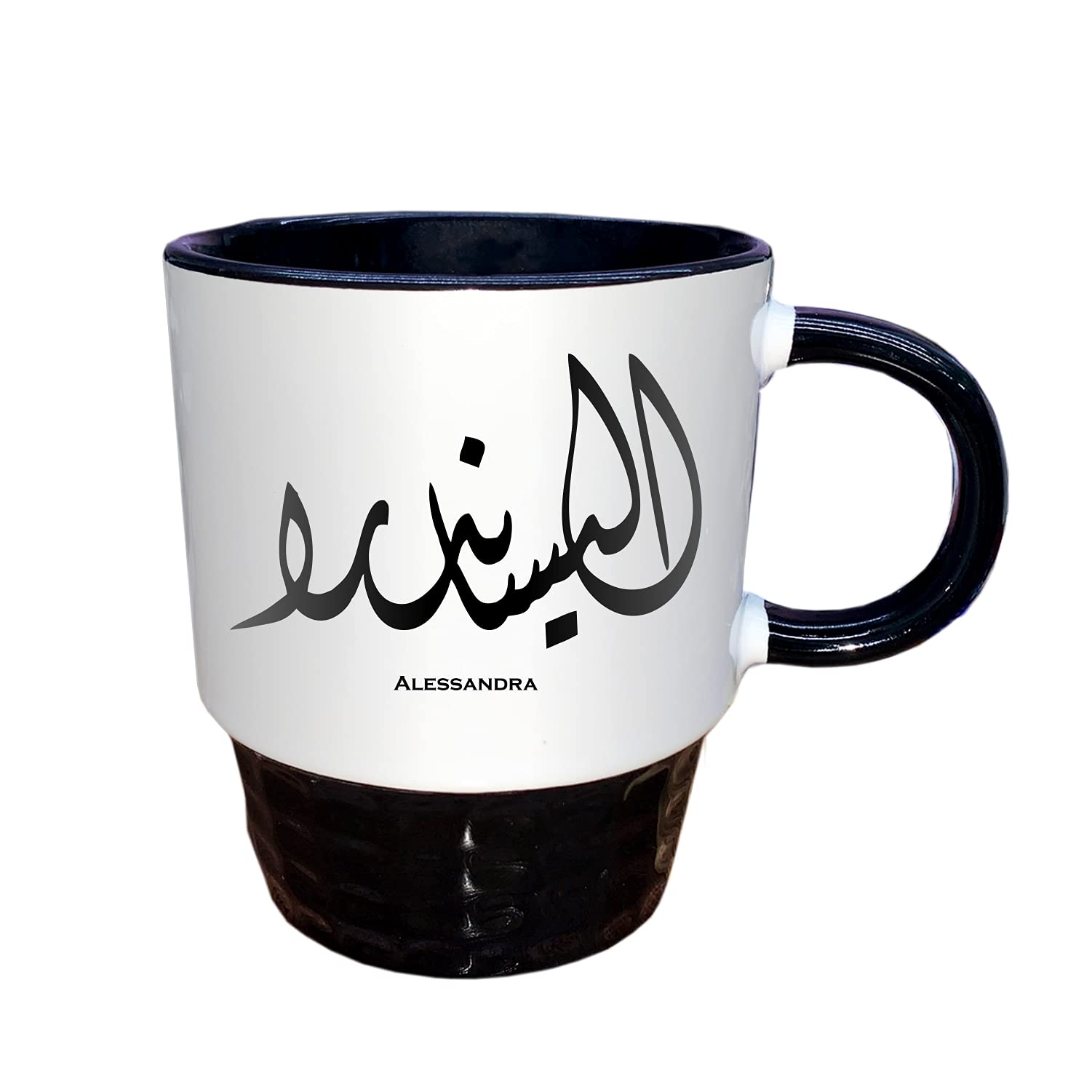 MGT - Arabic Calligraphy Name Alessandra Black Half Tone Mug - HTB-MGT-054
