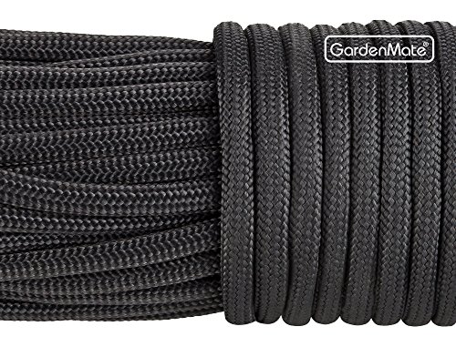 GardenMate Paracord 550 Professionelles Nylon Outdoor-Seil Schwarz 31m lang 4mm dick - Kernmantel-Seil aus 7 Kernfäden aus reißfestem Nylon