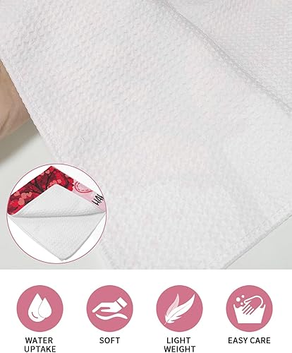 Miniatura 5 de Kitchen Towel 2 Packs Cotton Waffle Weave, Valentine's Day Heart Shape Tree Love 16 x 24 Inch Absorbent Quick Drying Dish Towels Clothes for Kitchen