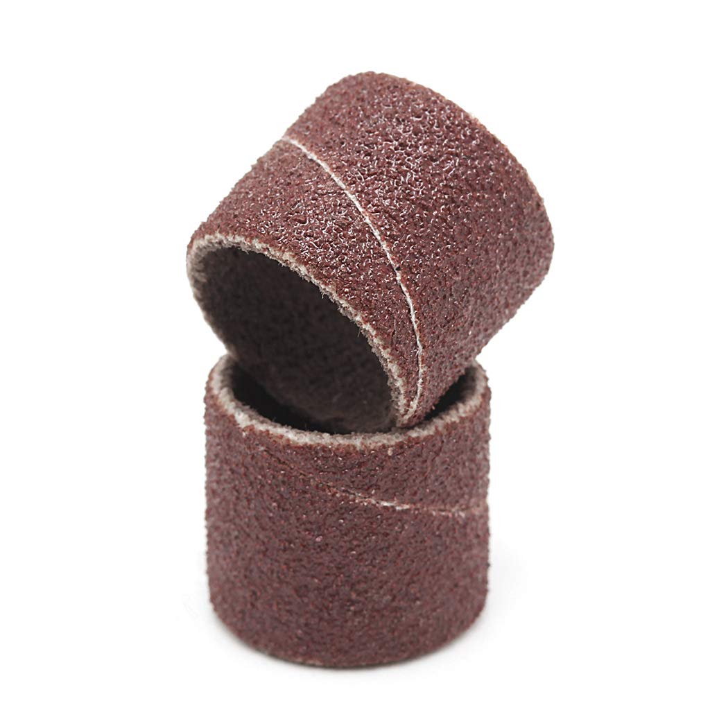 BOGEEL 10 Pcs 12.5mm Grit 80# Sanding Bands +3.17mm Mandrel Rotary Tool Drill Bits,Sandpaper, Alloy