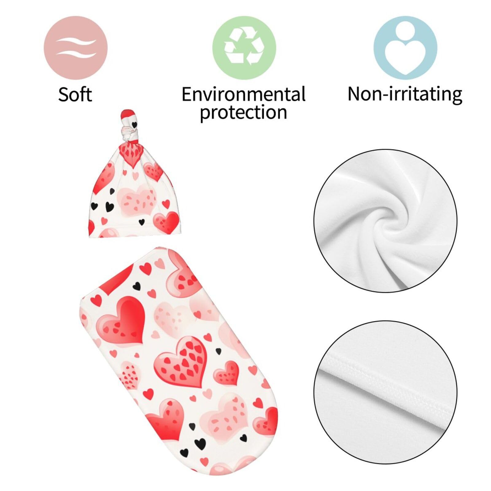 3d Cuore Swaddle Coperta E Cappello Set Per Neonati Avvolgere Accogliente Per Neonati Bambino Comfort 29x53 cm