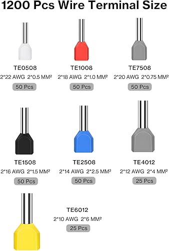Miniatura 2 de Kit de herramientas de prensado de virola, alicates de crimpado de alambre Lytool (AWG28-50.08-16mm), kit de virola de alambre de doble y una sola