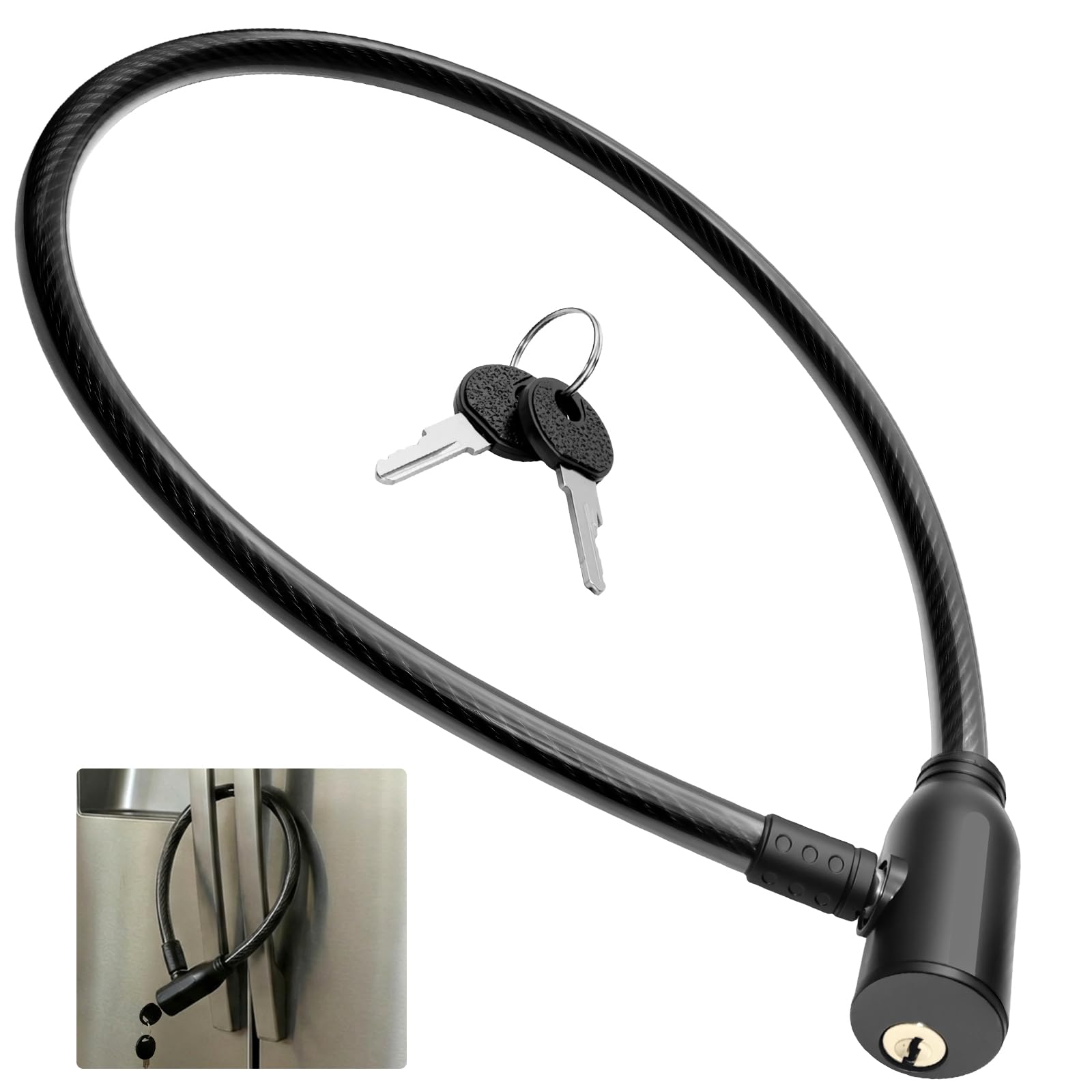 Photo 1 of Ayzylpth Refrigerator Lock with Key - 23.6" Braided Steel Cable