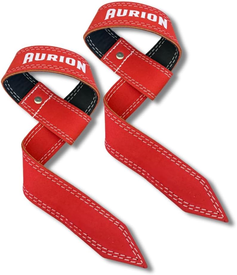 Aurion by 10 Club Fitness 1.5" Premium Genuine Leather Lifting Wrist Straps for Men and Women Wrist Support 19" in Length