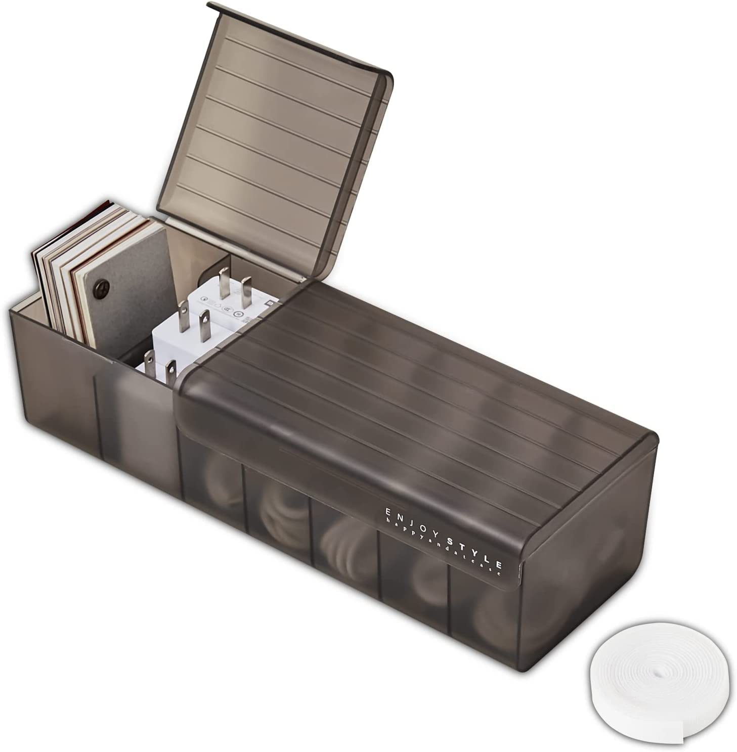 Nnewvante Data Cable Organizer Box Charge Cable Management 7 Compartments Storage Box USB Cord Sorter Desk Electronic Accessories Organizer and Storage Cable Management Tidy With Cable Tidy Management