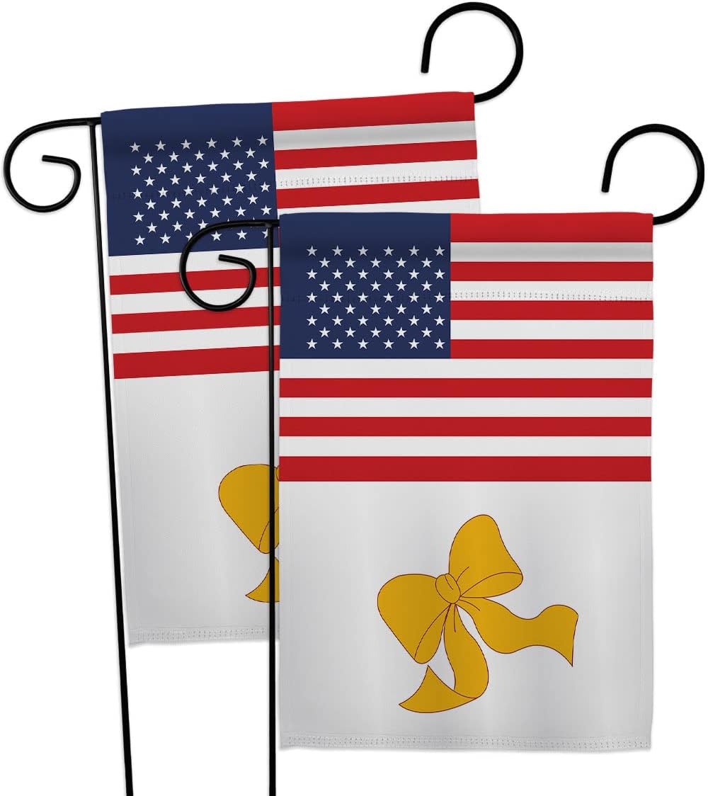 US Yellow Ribbon Garden Flags Pack Armed Forces Military Service All Branches Support Honor United State American Veteran Official USA Vintage Applique Gift Yard House Double-Sided 13 X 18.5