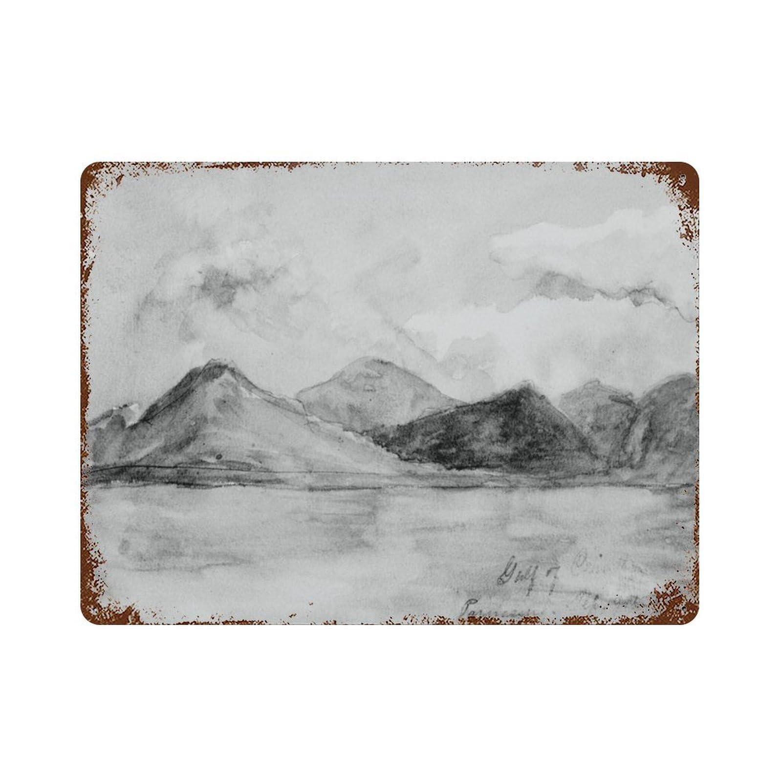 xiaoxiaoshen Mountain Landscape Vintage, Countryside Painting Wall Decor Art Metal Tin Poster Modern Home Decor Art Home Bar Shop Decorations Vintage Sign 30x40cm