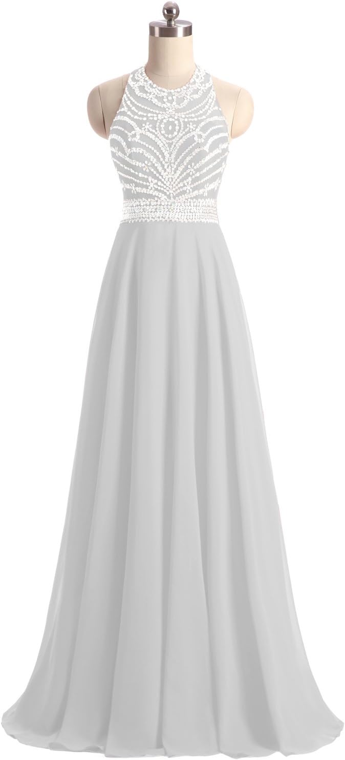 Artie Gorgeous A-line Floor Length Chiffon Prom Dresses Evening Dresses, 2, Silver