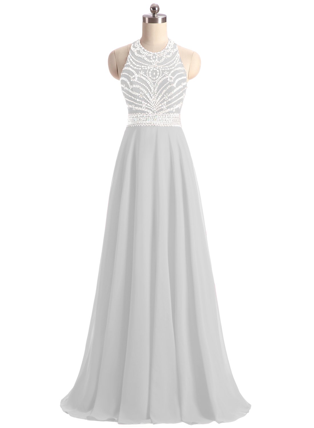 Artie Gorgeous A-line Floor Length Chiffon Prom Dresses Evening Dresses, 2, Silver