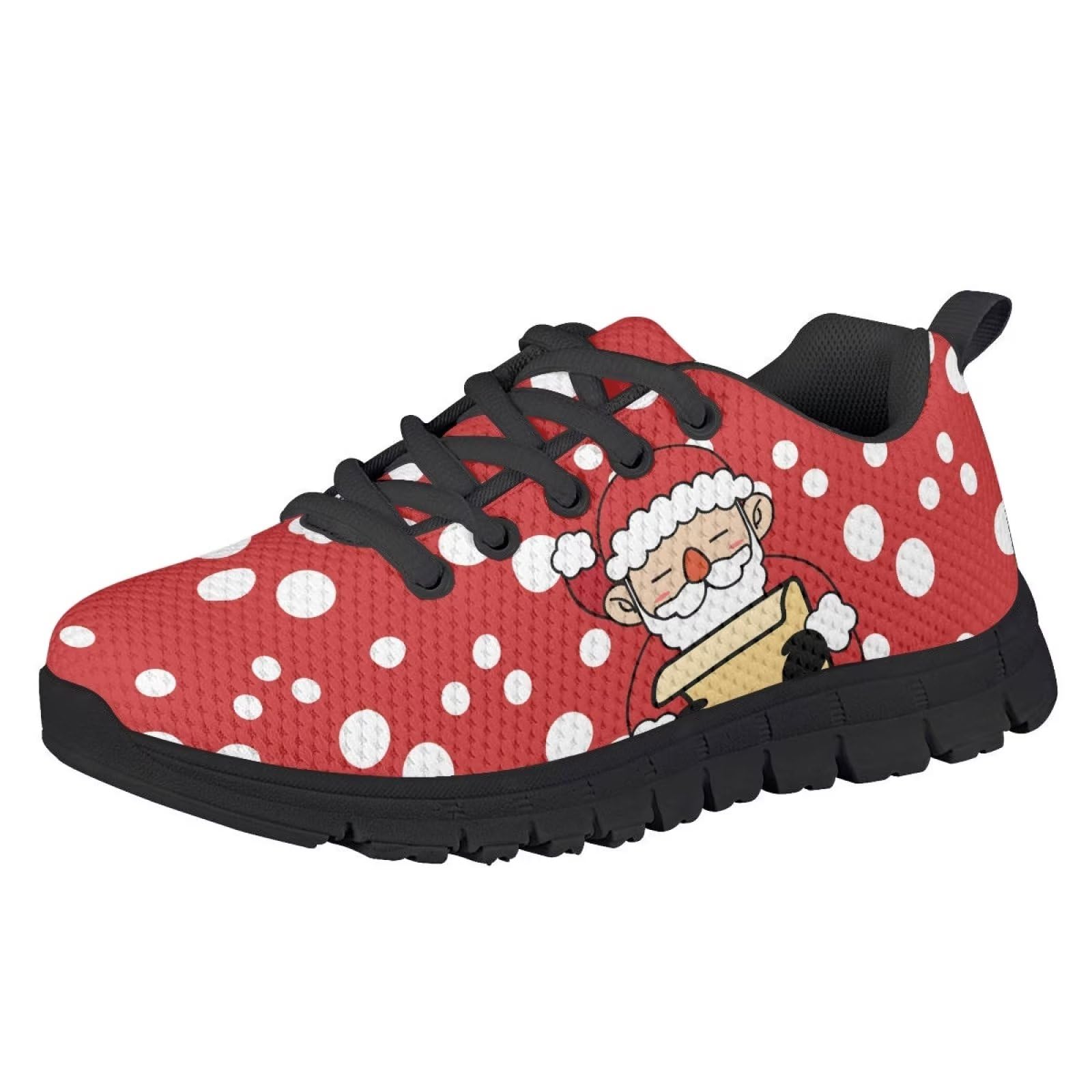 Dremagia Cute Christmas Santa Claus Shoes Girls Boys Non Slip City Road Running Sneaker Shoes, Little Big Kids Xmas Christmas Shoes, Lightweight Gym Sport Tennis Sneakers